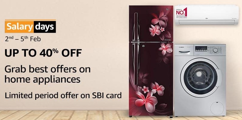 India Desire : Amazon Salary Days: Upto 40% Off + Extra 10% Off Via SBI Credit Card On Home & Kitchen Appliances [2nd To 5th Feb 2023]